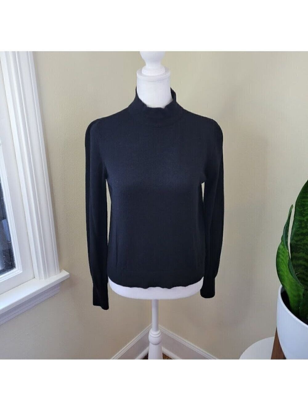 Topshop Black Knit Turtleneck Sweater Long Sleeve Pullover Women's Size 4 - Picture 2 of 13